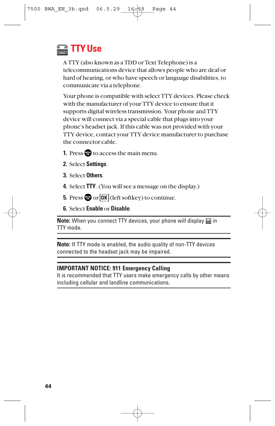 Tty use | Sanyo scp 7500 User Manual | Page 52 / 173