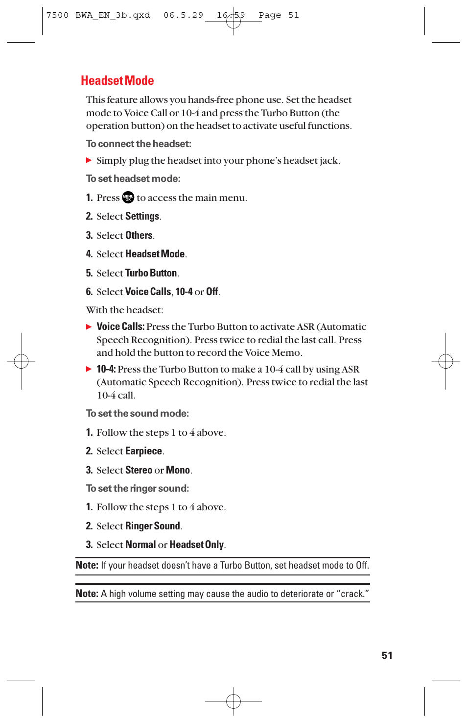 Headset mode | Sanyo scp 7500 User Manual | Page 59 / 173