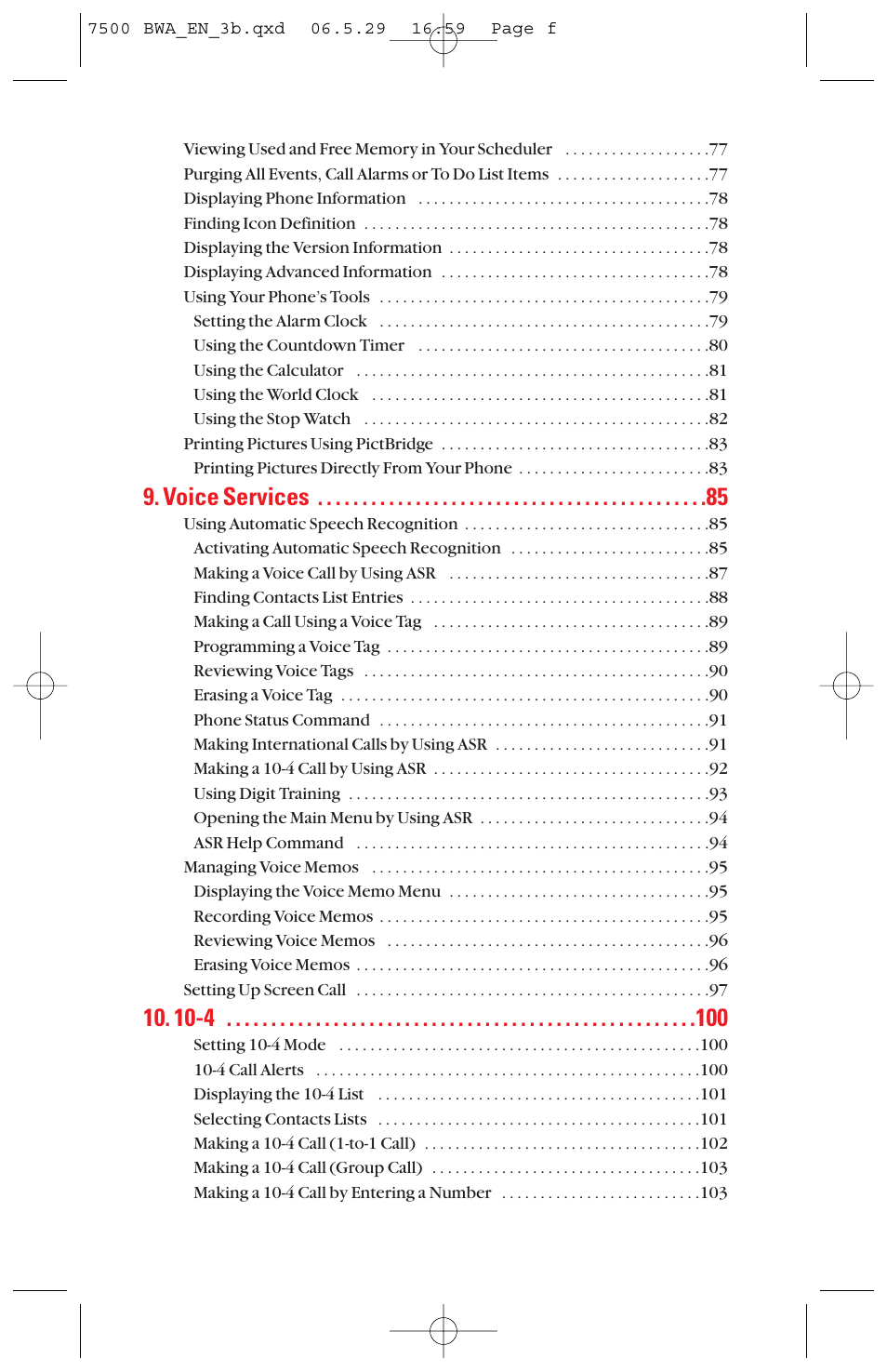 Voice services | Sanyo scp 7500 User Manual | Page 6 / 173