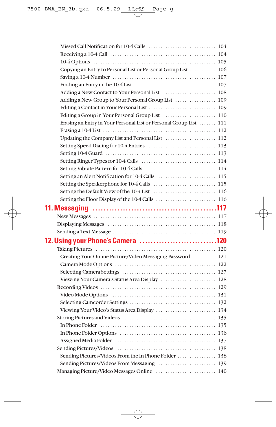 Messaging, Using your phone’s camera | Sanyo scp 7500 User Manual | Page 7 / 173