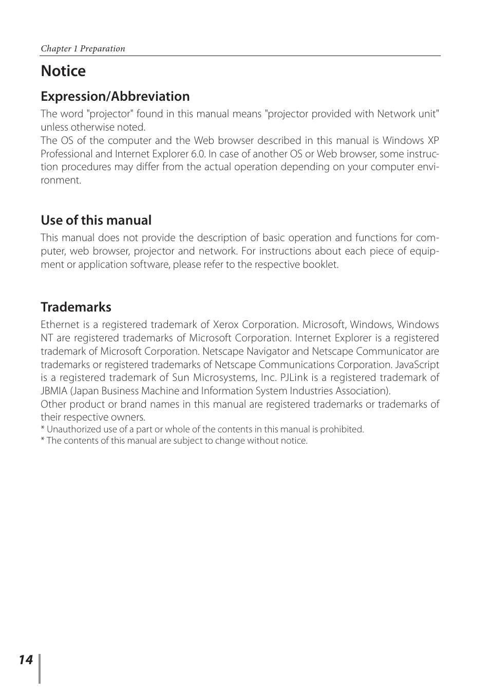 Notice, Expression/abbreviation, Use of this manual | Trademarks | Sanyo POA-PN03C User Manual | Page 14 / 124