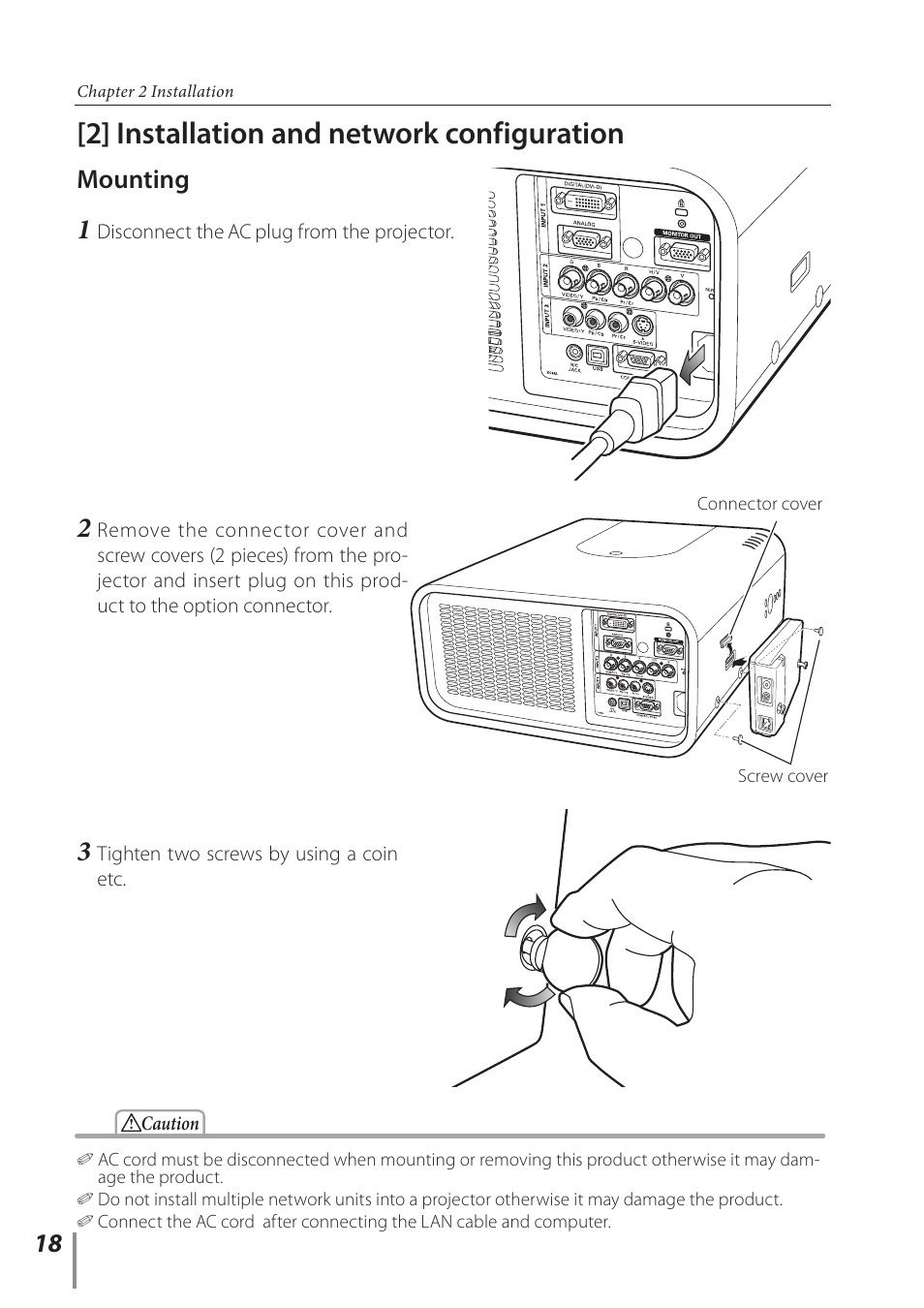 2] installation and network configuration, Mounting | Sanyo POA-PN03C User Manual | Page 18 / 124