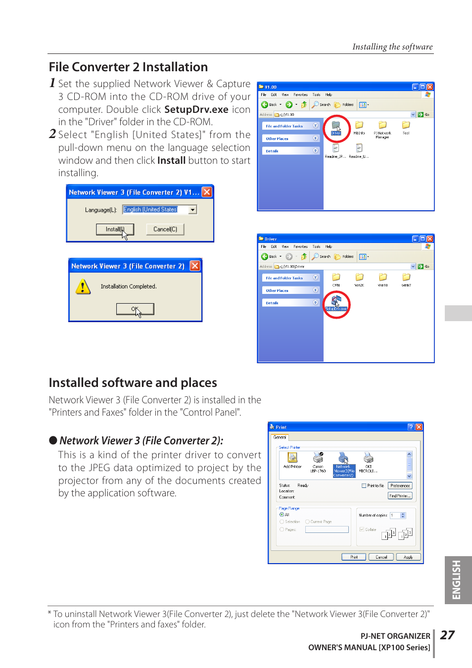 File converter 2 installation, Installed software and places | Sanyo POA-PN03C User Manual | Page 27 / 124