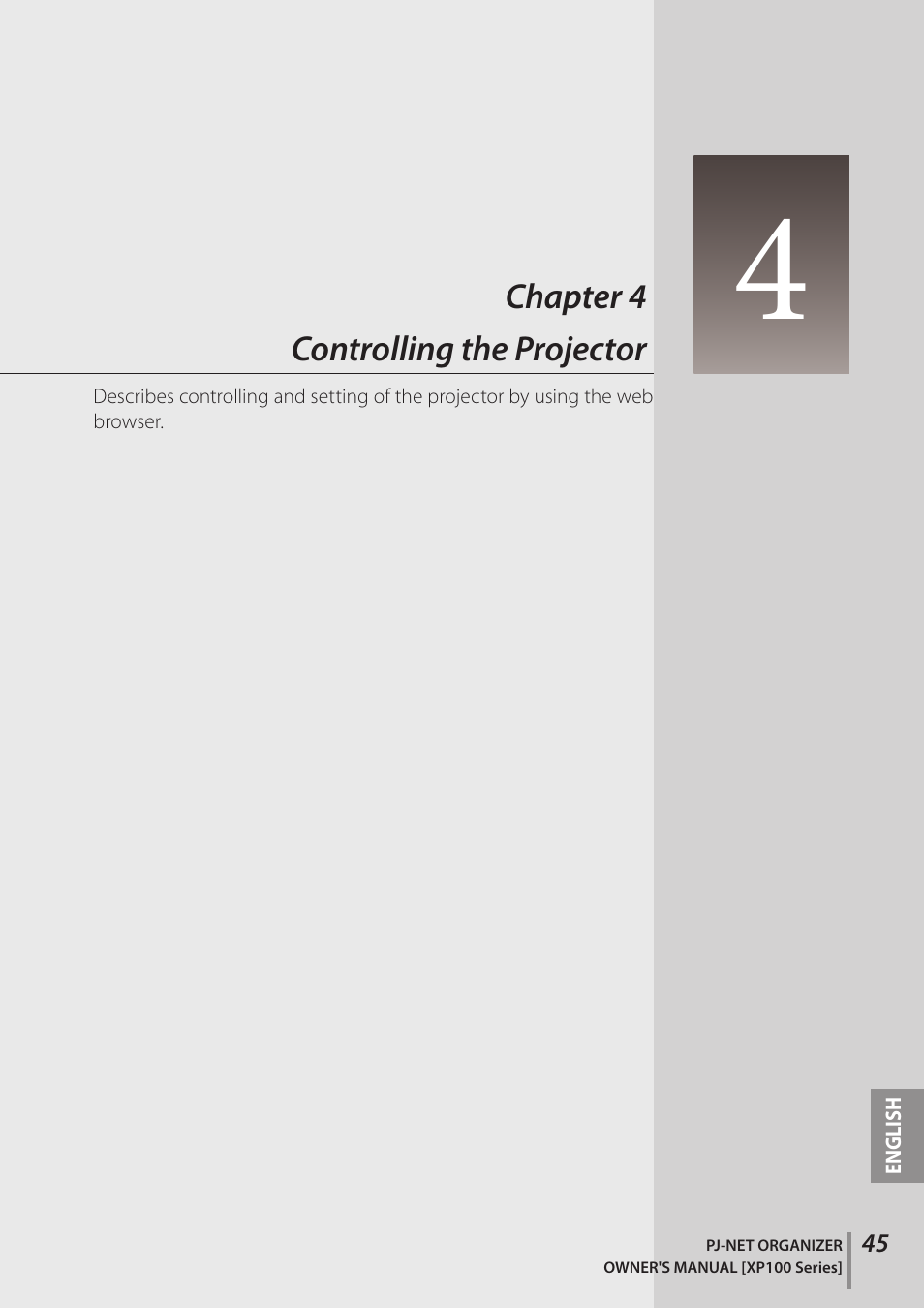 Chapter 4 controlling the projector | Sanyo POA-PN03C User Manual | Page 45 / 124