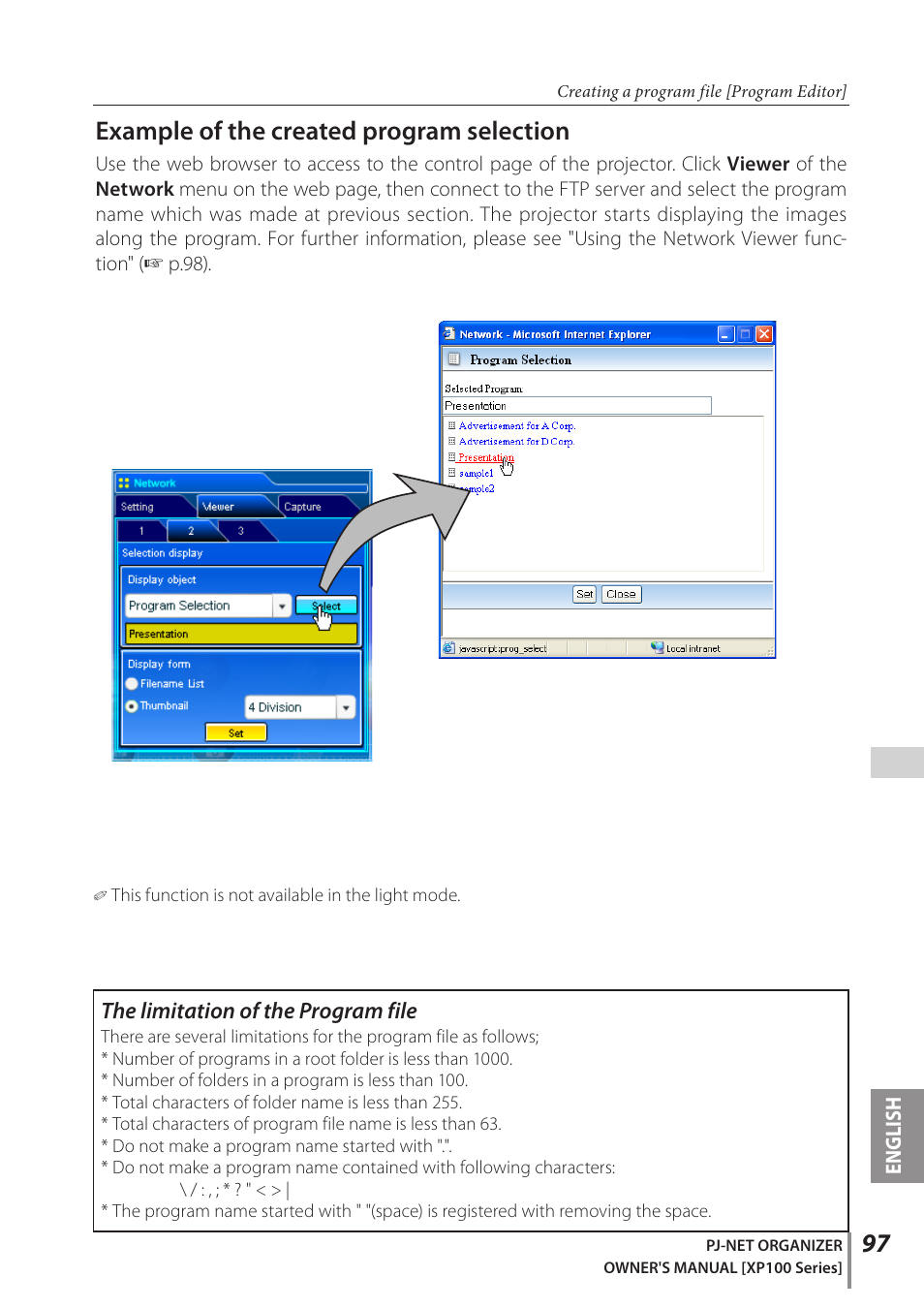 Example of the created program selection | Sanyo POA-PN03C User Manual | Page 97 / 124