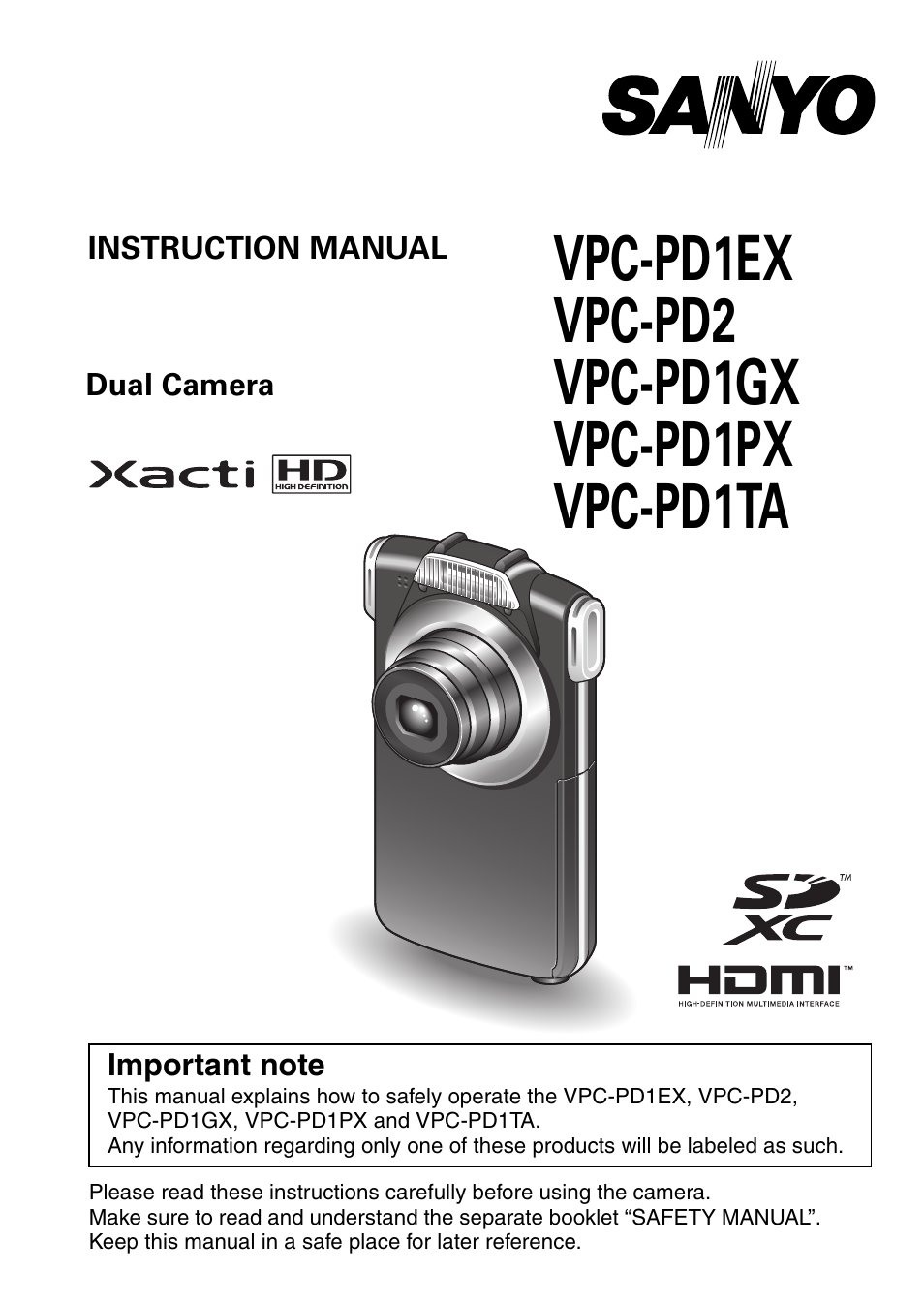 Sanyo DUAL CAMERA VPC-PD1TA User Manual | 64 pages