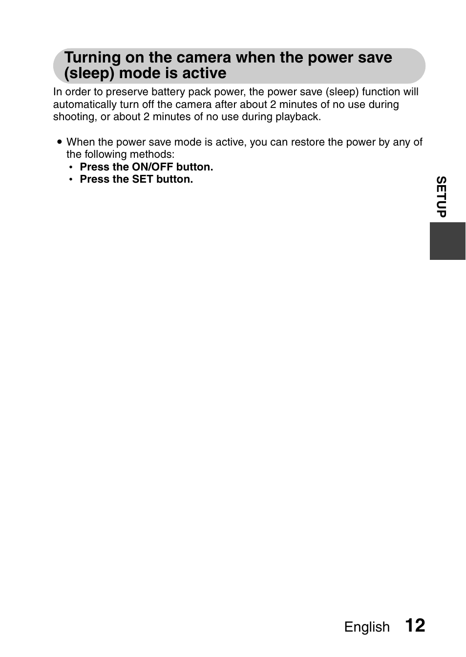 Turning on the camera when the power save (sleep), Mode is active | Sanyo DUAL CAMERA VPC-PD1TA User Manual | Page 27 / 64