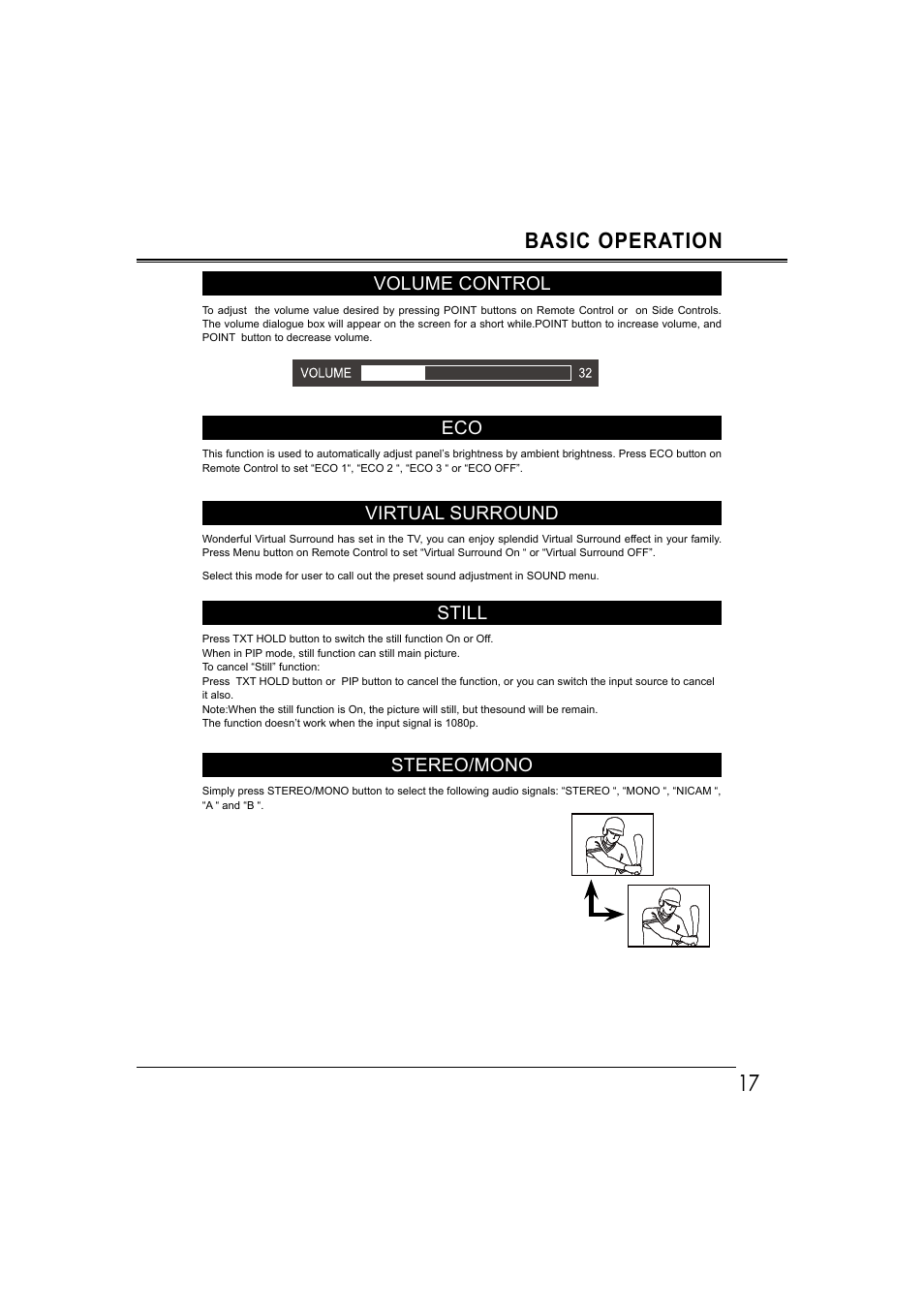 Basic operation | Sanyo LCD-42E30FA User Manual | Page 17 / 47