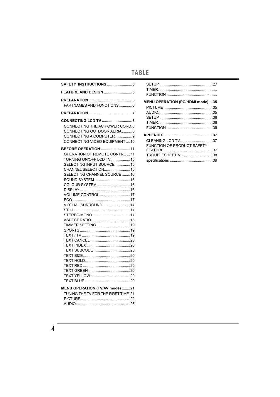 4table | Sanyo LCD-42E30FA User Manual | Page 4 / 47