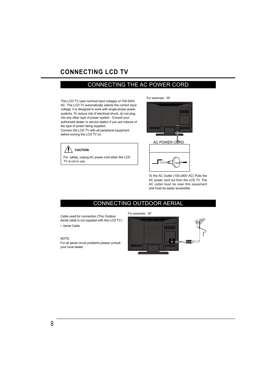 8connecting lcd tv | Sanyo LCD-42E30FA User Manual | Page 8 / 47