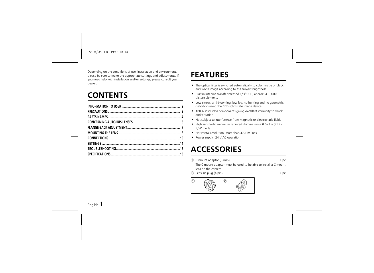 Sanyo VCC-4374 User Manual | Page 3 / 19