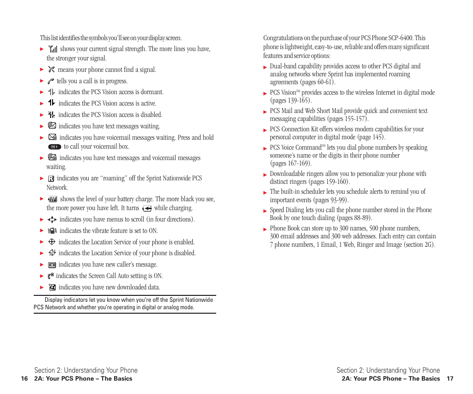Viewing the display screen, Features of your scp-6400 | Sanyo SCP-6400 User Manual | Page 14 / 100