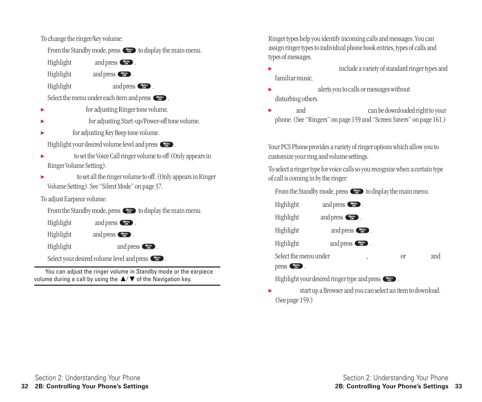Adjusting the phone’s volume settings, Ringer types, Selecting ringer types for voice calls | Sanyo SCP-6400 User Manual | Page 22 / 100