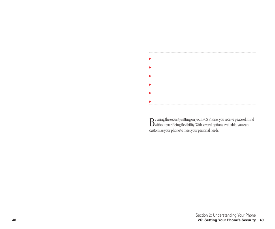 2c. setting your phone’s security, Setting your phone’s security | Sanyo SCP-6400 User Manual | Page 30 / 100