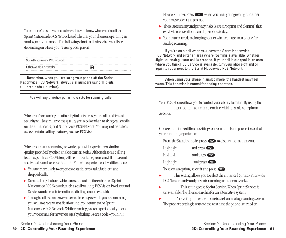 Understanding roaming, Setting your phone’s roam mode | Sanyo SCP-6400 User Manual | Page 36 / 100