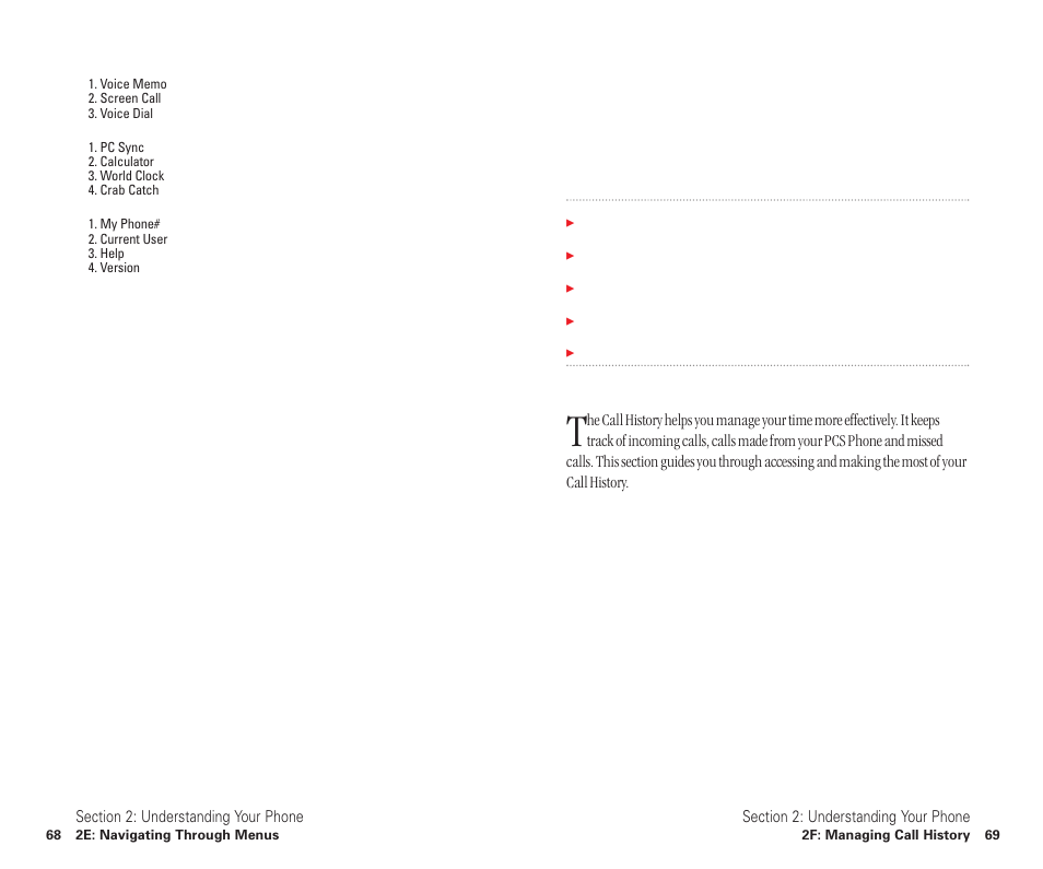 2f. managing call history, Managing call history | Sanyo SCP-6400 User Manual | Page 40 / 100