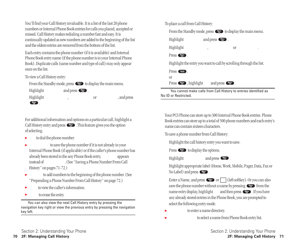 Viewing history, Call history options, Making a call from call history | Saving a phone number from call history | Sanyo SCP-6400 User Manual | Page 41 / 100