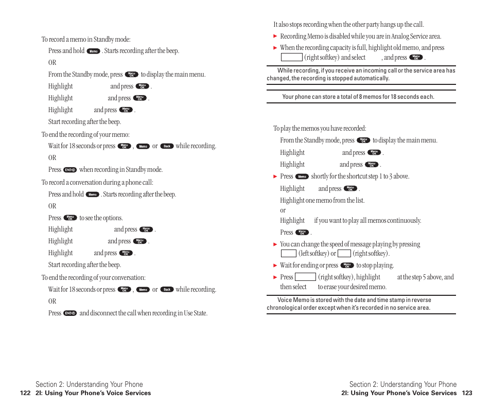 Recording memos, Memo options | Sanyo SCP-6400 User Manual | Page 67 / 100