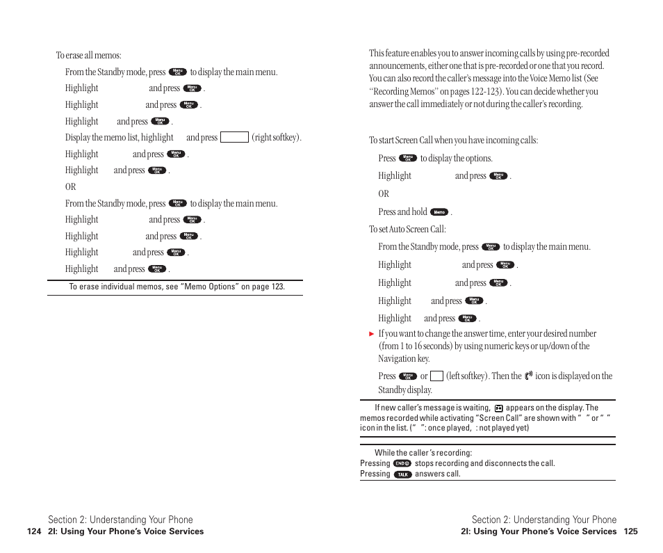Erasing all memos, Setting up screen call | Sanyo SCP-6400 User Manual | Page 68 / 100