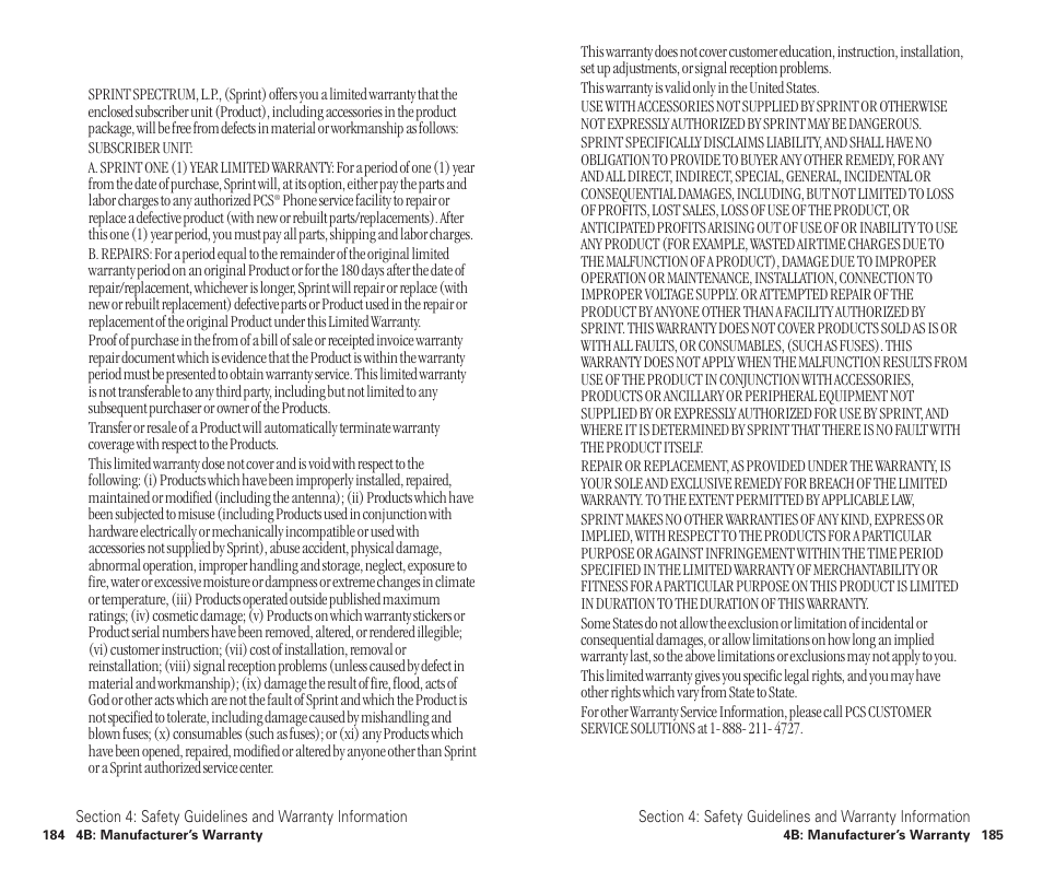 Manufacturer’s warranty | Sanyo SCP-6400 User Manual | Page 98 / 100