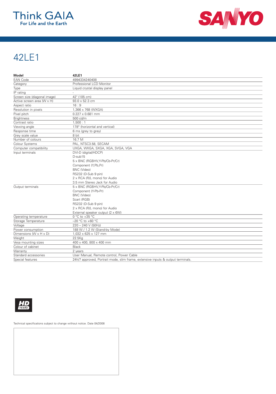 42le1 | Sanyo 42LE1 User Manual | Page 2 / 2