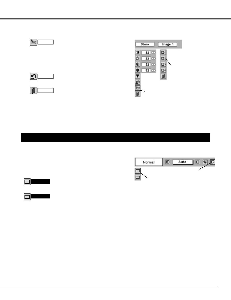 Picture screen adjustment, Video input | Sanyo PLC-UF15 User Manual | Page 39 / 56