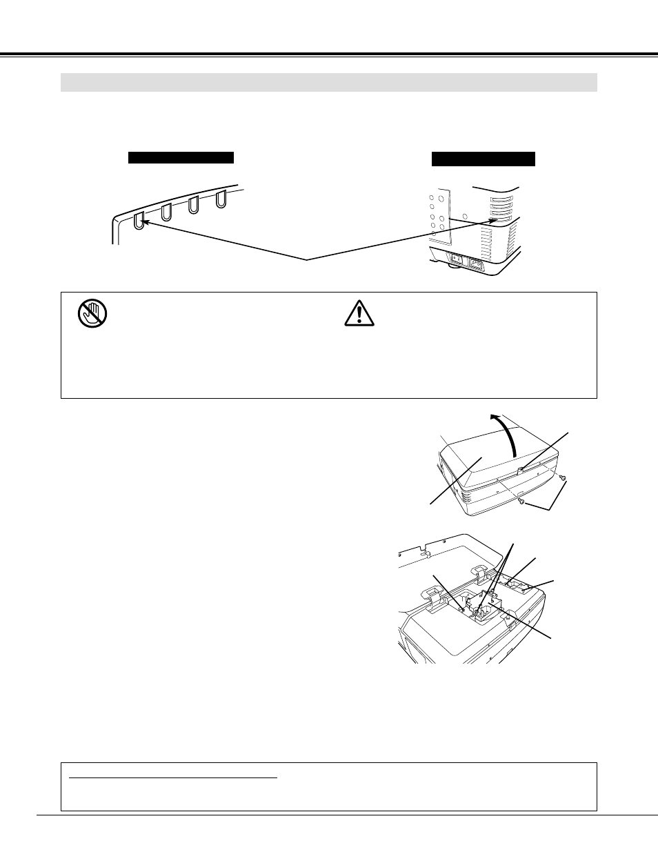 Caution, Appendix, Lamp replacement | Sanyo PLC-UF15 User Manual | Page 46 / 56