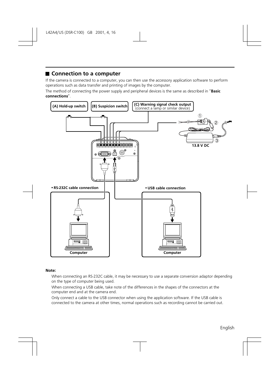 Connection to a computer | Sanyo DSR-C100 User Manual | Page 15 / 45