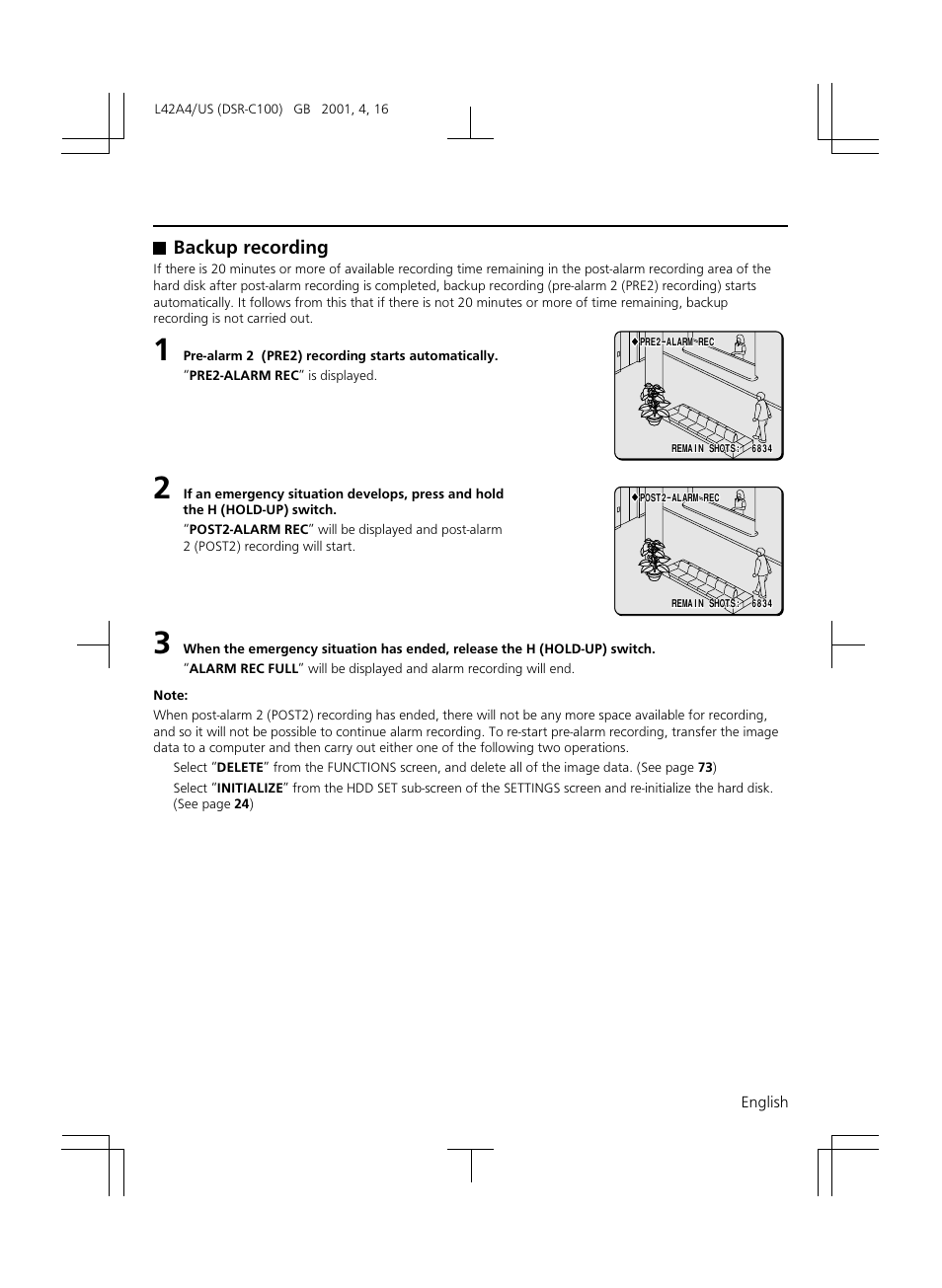 Backup recording | Sanyo DSR-C100 User Manual | Page 45 / 45