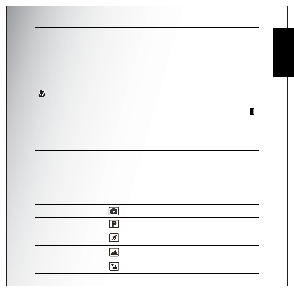 Move left in the osd menus, Go up to the previous level in the osd menus, In capture mode | In playback mode, In usb mode, The scene button, English | Sanyo VPC-S1275 User Manual | Page 19 / 67