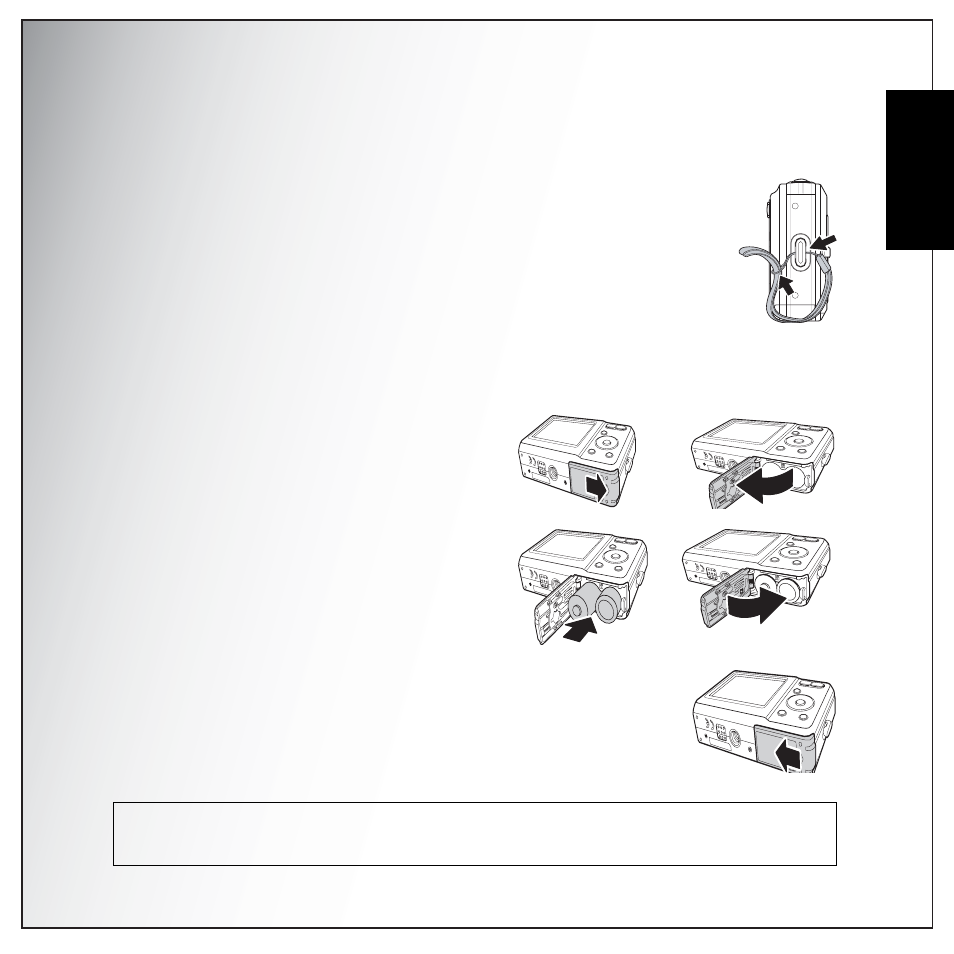 Camera setup, Attaching the wrist strap, Inserting the batteries | English | Sanyo VPC-S1275 User Manual | Page 27 / 67