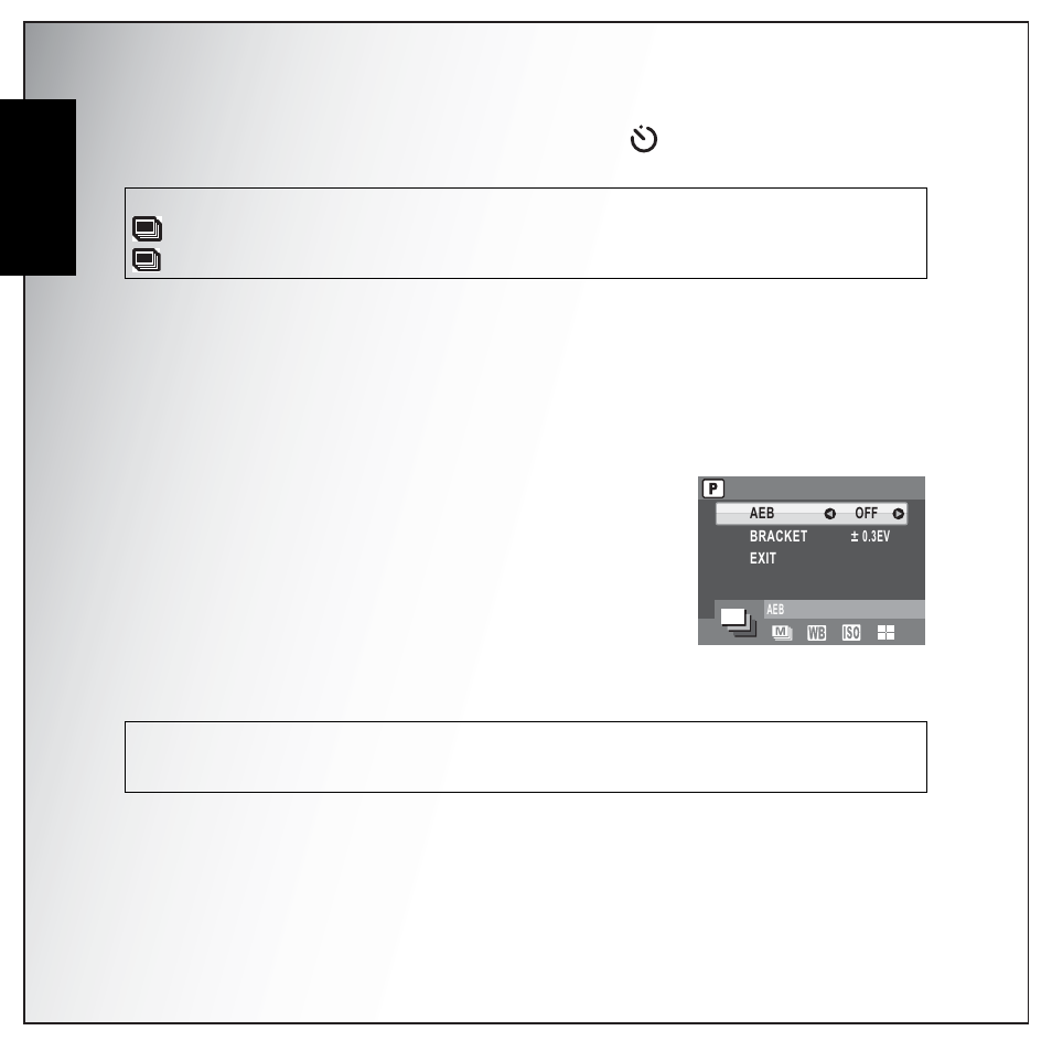 Using the aeb (auto exposure bracketing) function, English | Sanyo VPC-S1275 User Manual | Page 32 / 67