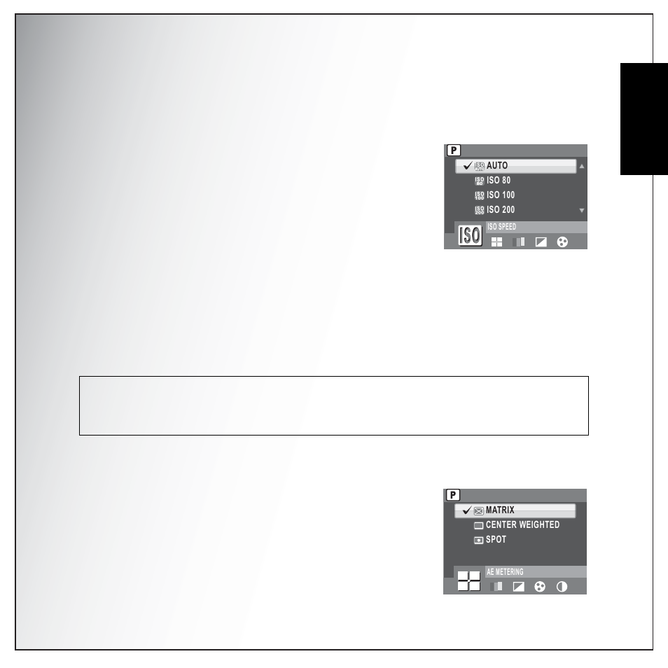 Iso speed, Ae metering, English | Sanyo VPC-S1275 User Manual | Page 39 / 67