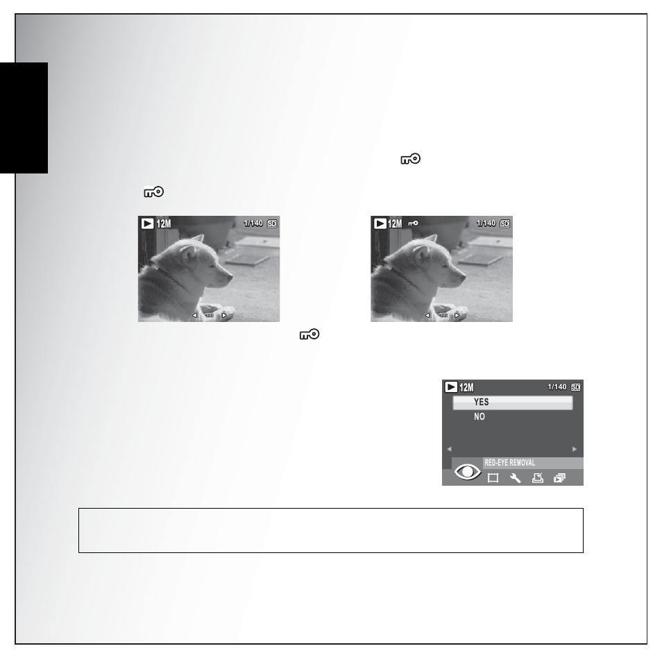 Protect, Red-eye removal, English | Sanyo VPC-S1275 User Manual | Page 50 / 67