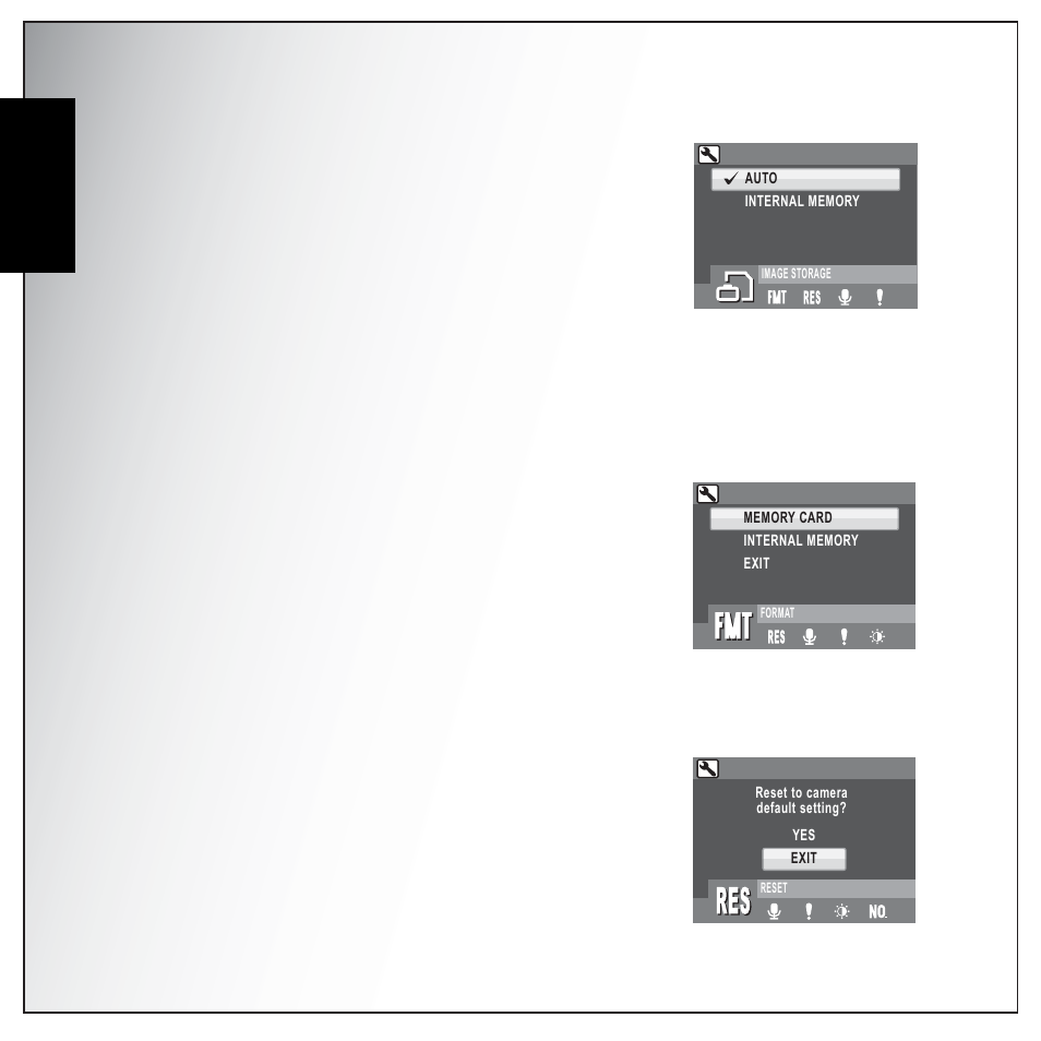 Image storage, Format, Reset | English | Sanyo VPC-S1275 User Manual | Page 58 / 67