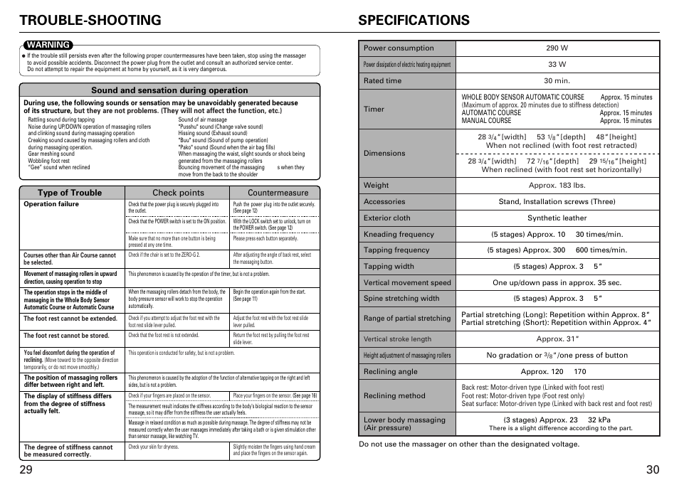Trouble-shooting, Specifications | Sanyo HEC-DR7700C User Manual | Page 16 / 16