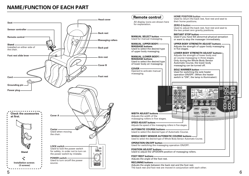 Name/function of each part, Remote control | Sanyo HEC-DR7700C User Manual | Page 4 / 16