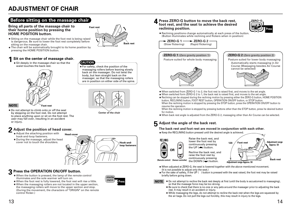 Adjustment of chair, Before sitting on the massage chair | Sanyo HEC-DR7700C User Manual | Page 8 / 16