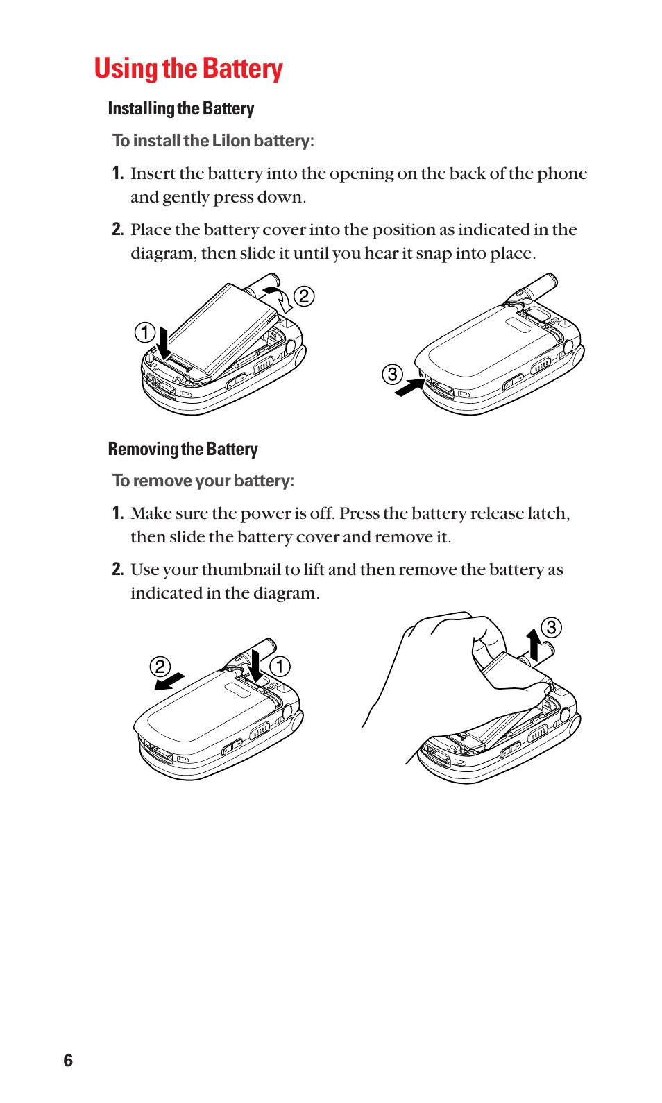 Using the battery | Sanyo SCP-2300 User Manual | Page 12 / 150