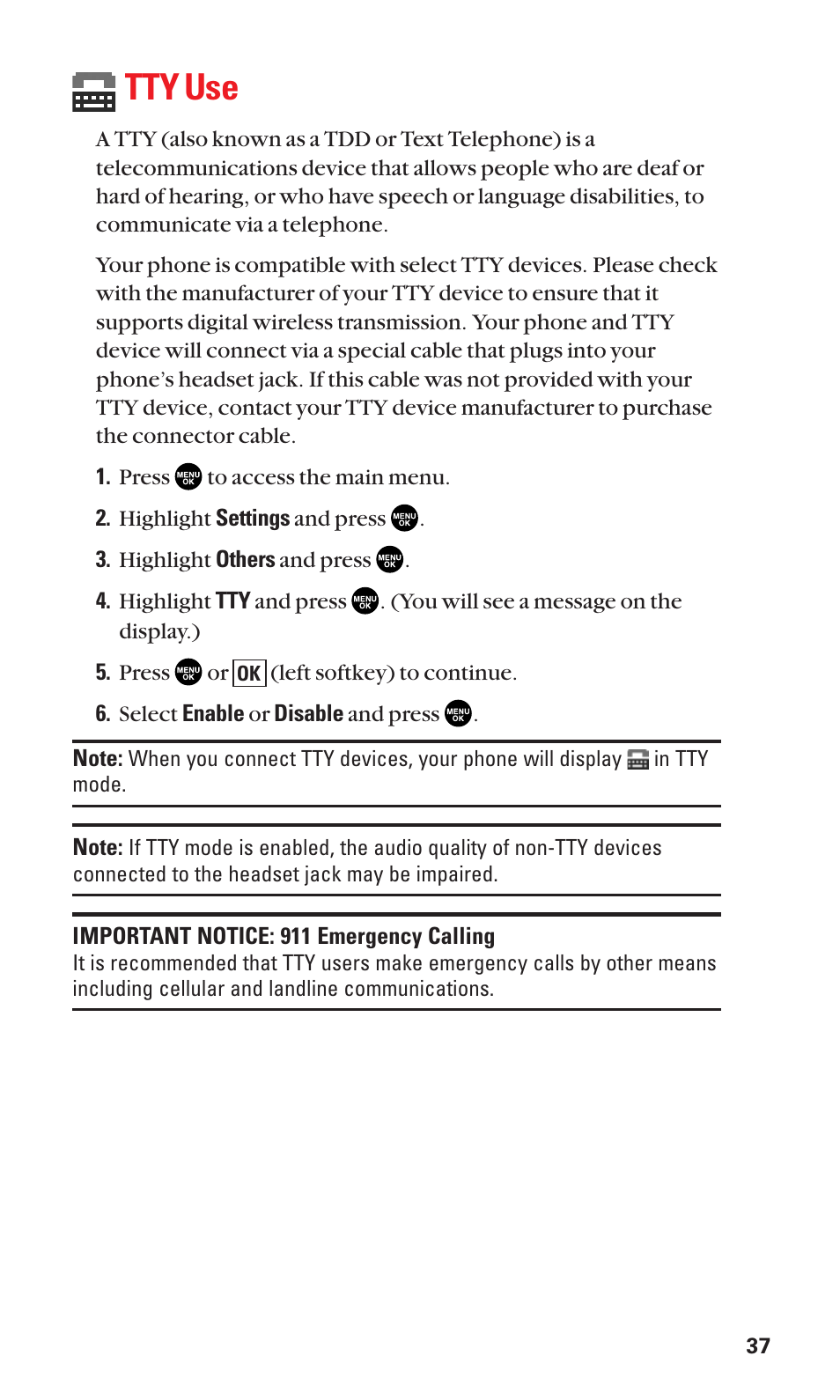 Tty use | Sanyo SCP-2300 User Manual | Page 43 / 150