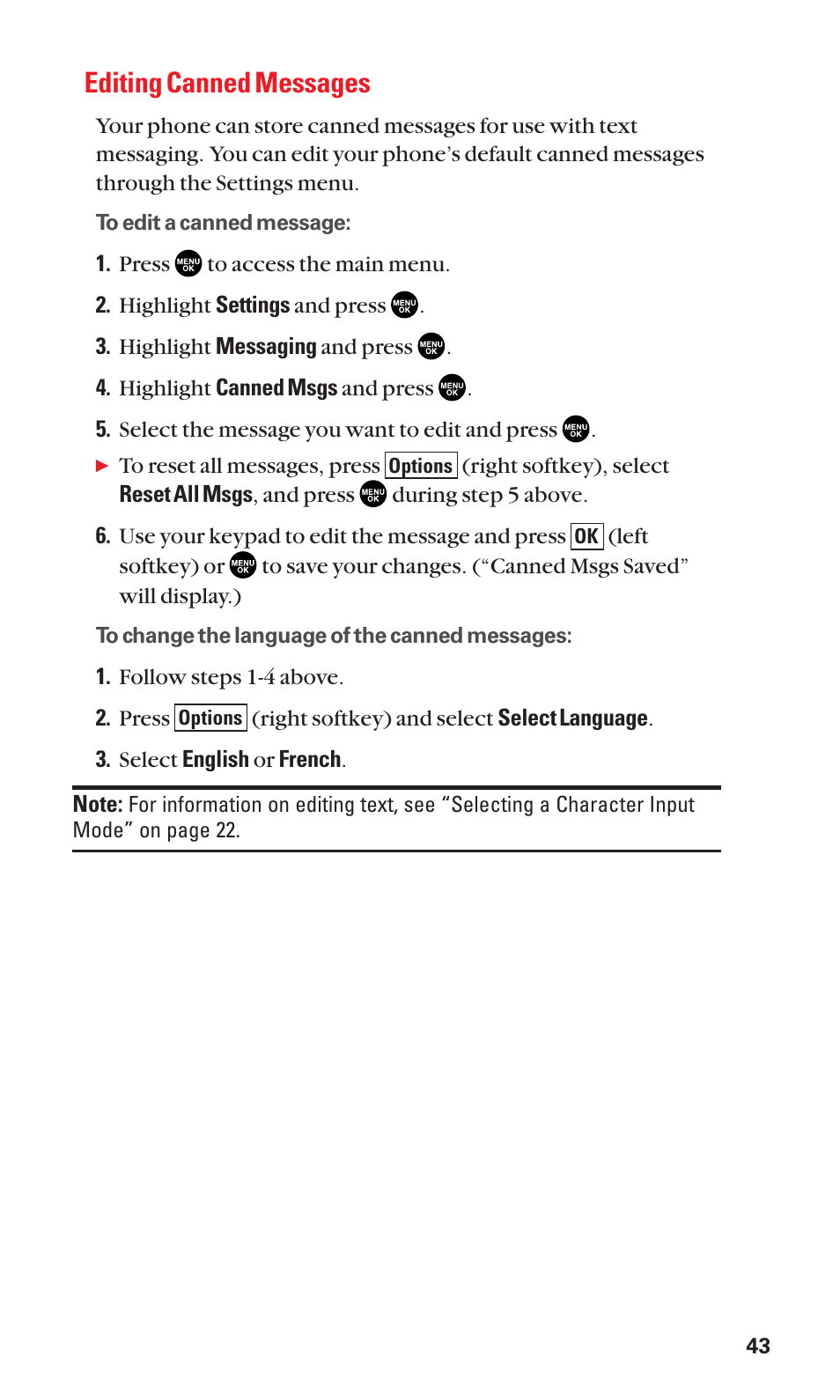 Editing canned messages | Sanyo SCP-2300 User Manual | Page 49 / 150