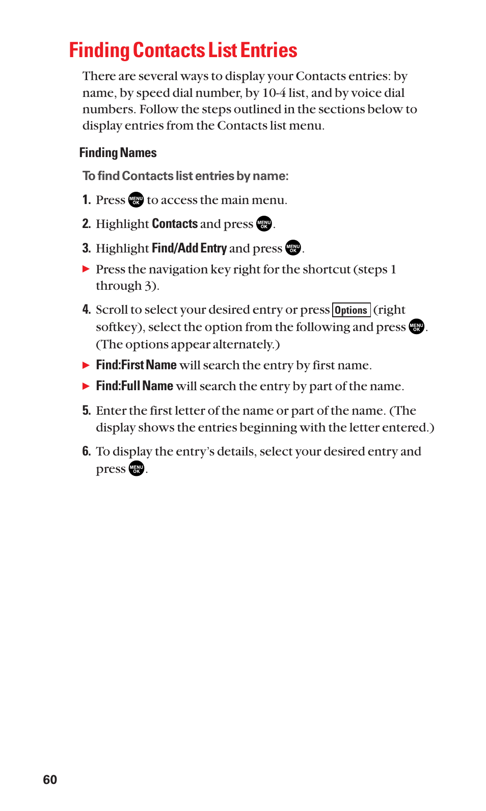 Finding contacts list entries | Sanyo SCP-2300 User Manual | Page 66 / 150