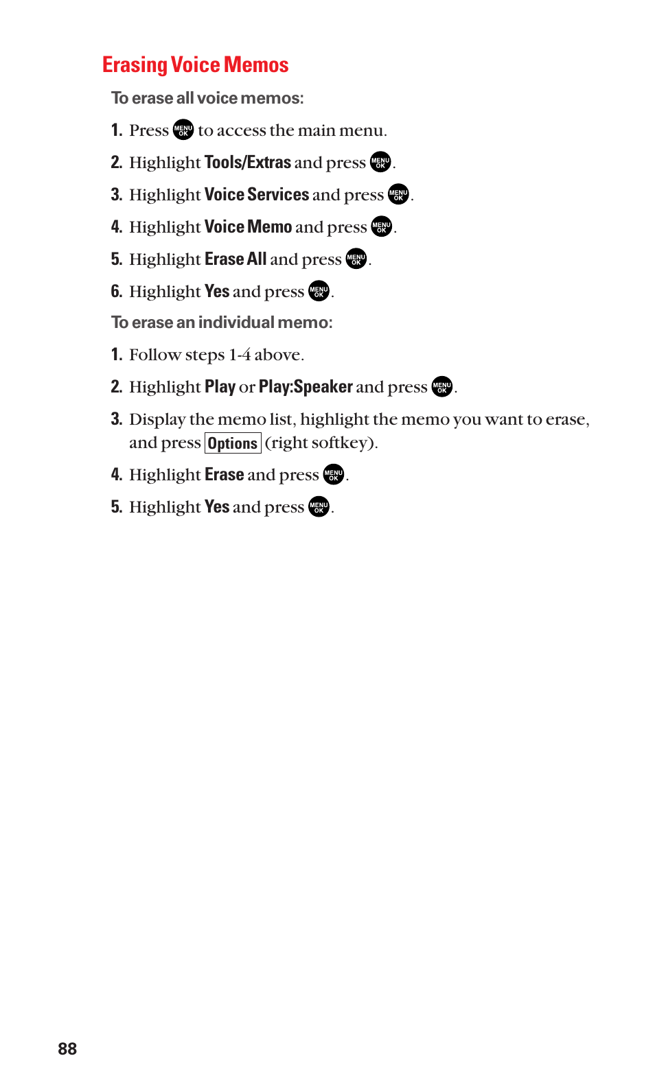 Erasing voice memos | Sanyo SCP-2300 User Manual | Page 94 / 150