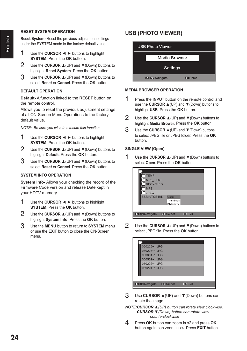 Usb (photo viewer) | Sanyo DP42410 User Manual | Page 24 / 29
