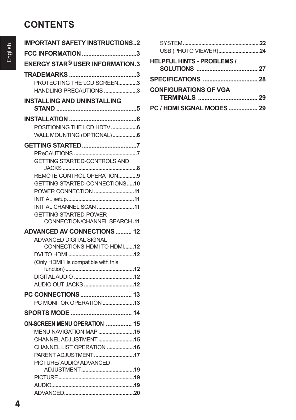 Sanyo DP42410 User Manual | Page 4 / 29