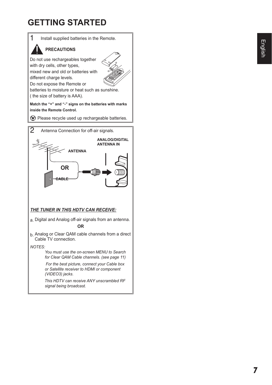Getting started | Sanyo DP42410 User Manual | Page 7 / 29