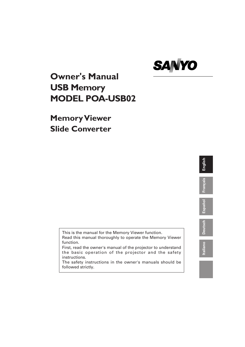 Sanyo POA-USB02 User Manual | 26 pages