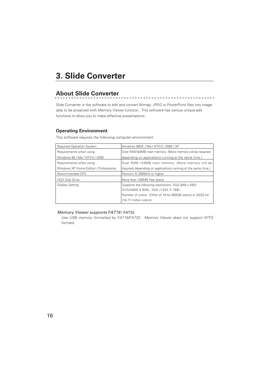Slide converter, About slide converter | Sanyo POA-USB02 User Manual | Page 16 / 26