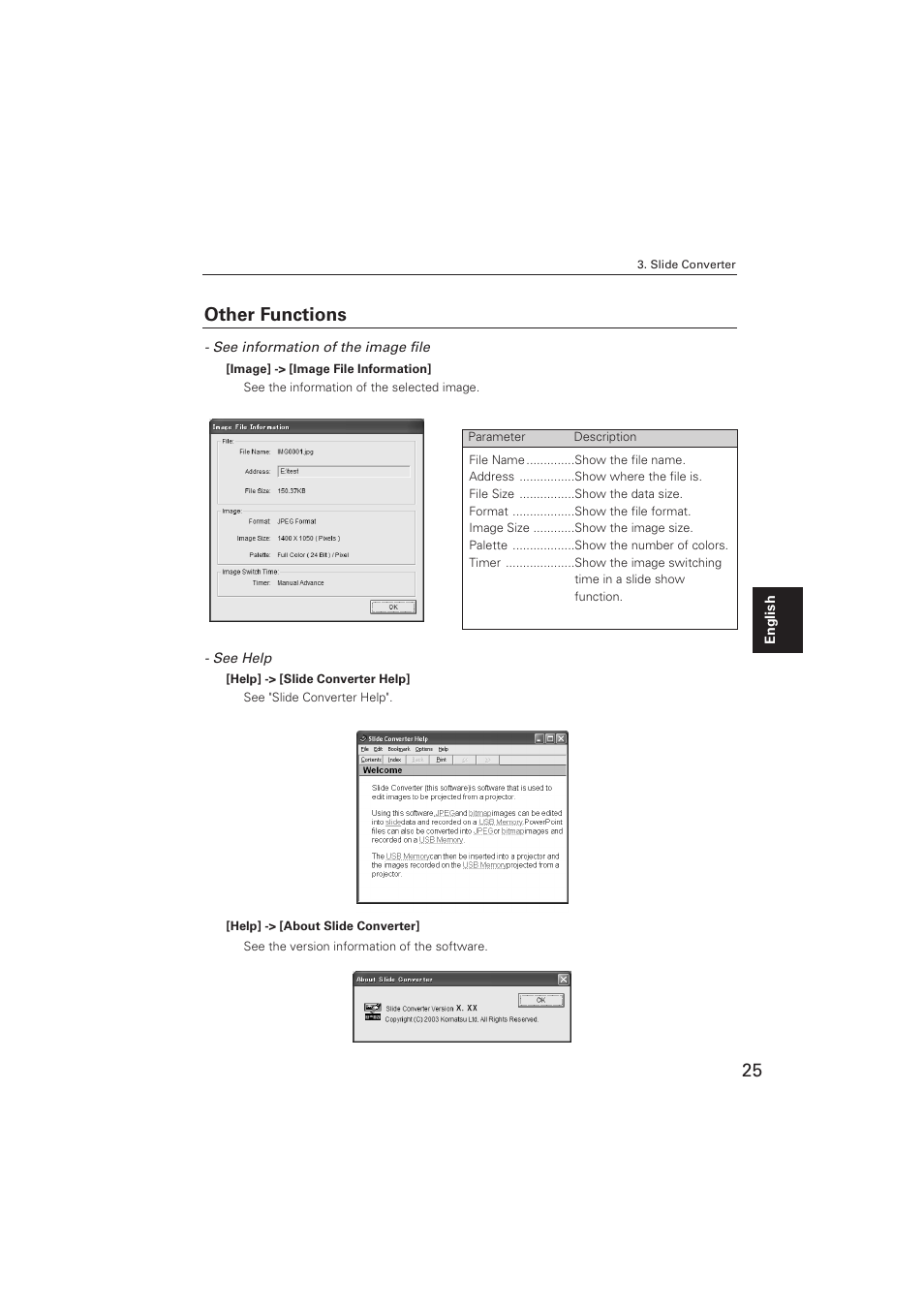 25 other functions | Sanyo POA-USB02 User Manual | Page 25 / 26