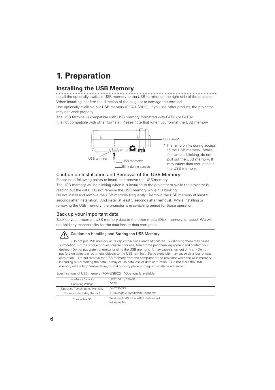 Preparation, Back up your important data | Sanyo POA-USB02 User Manual | Page 6 / 26